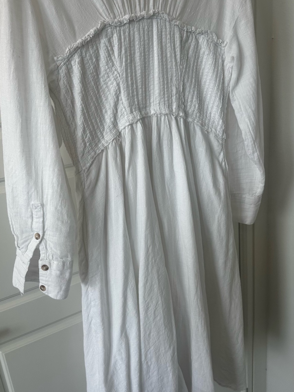Pilcro by Anthropologies White Shirred Corset Button Midi Dress - Picture 5 of 6